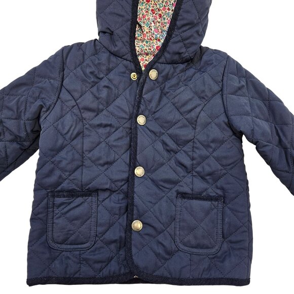 JoJo Maman Bebe Reversible Quilted Hooded Jacket Size 6-12 months - Picture 4 of 6